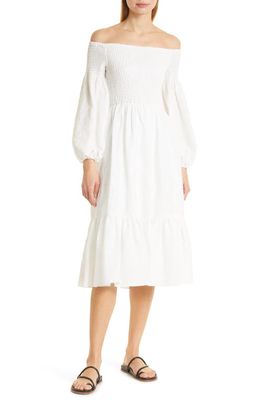 KOBI HALPERIN Lexy Off the Shoulder Long Sleeve Dress in White