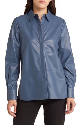 KOBI HALPERIN Lilianne Faux Leather Shirt in Slate