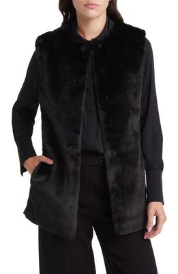 KOBI HALPERIN Lior Tie Waist Faux Fur Vest in Black