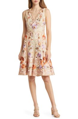 KOBI HALPERIN Stephie Embroidered Floral Cotton Voile A-Line Dress in Antique