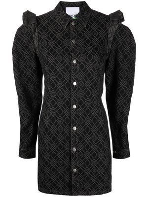 Koché all-over embroidered-design shirt dress - Black