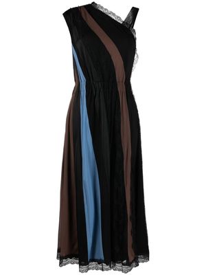 Koché asymmetric lace-trim dress - Black