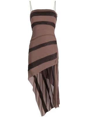 Koché asymmetric striped slip dress - Brown