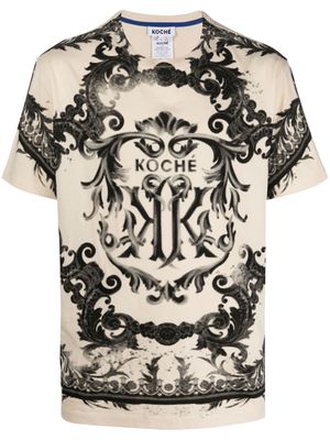 Koché baroque-print short-sleeve T-shirt - Neutrals