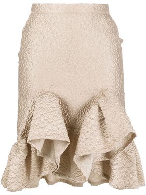 Koché brocade ruffled skirt - Neutrals