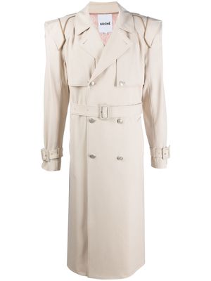 Koché double-breasted belted trench coat - Neutrals