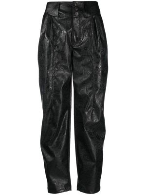 Koché embossed tapered-leg cropped trousers - Black