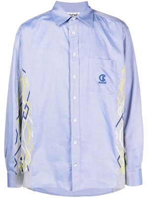 Koché embroidered-logo long-sleeve shirt - Blue