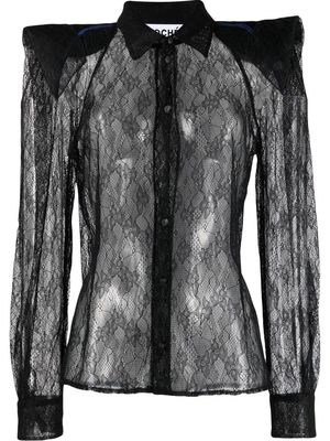Koché floral-lace detail shirt - Black