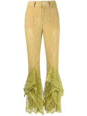 Koché floral-lace flared trousers - Neutrals
