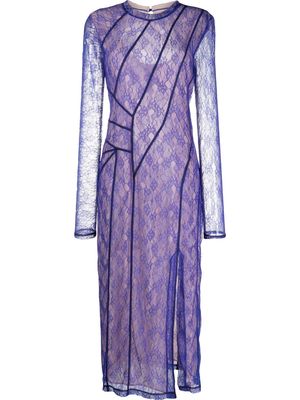 Koché floral-lace long-sleeved maxi dress - Blue