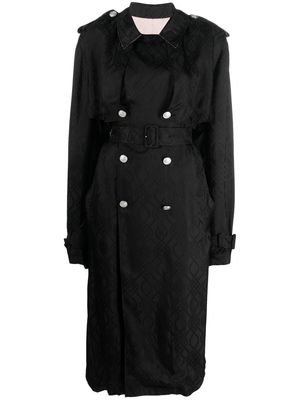 Koché geometric-jacquard trench coat - Black