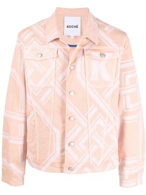 Koché geometric-print denim jacket - Pink