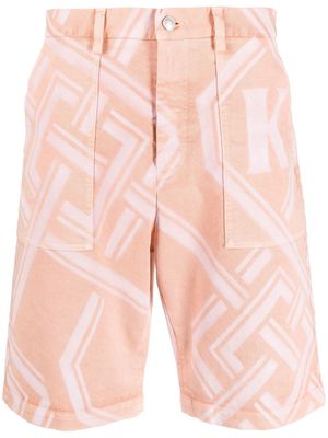 Koché geometric-print denim shorts - Pink