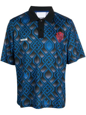 Koché graphic-print short-sleeve polo shirt - Blue