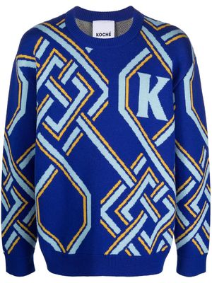 Koché intarsia-knit monogram jumper - Blue