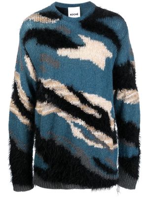 Koché Intarsia-Knit Wool-Blended jumper - Blue