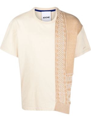 Koché knitted-panel cotton T-shirt - Yellow