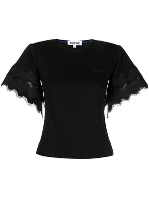 Koché lace-detail cotton T-shirt - Black