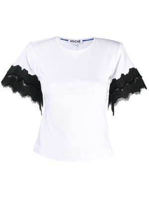 Koché lace-detail cotton T-shirt - White