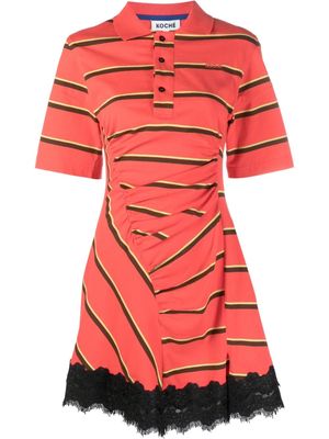 Koché lace-trim polo dress - Red