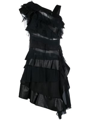 Koché layered asymmetric mini dress - Black
