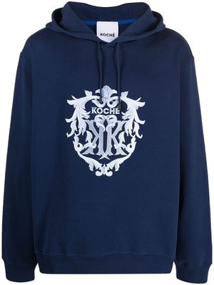 Koché logo-embroidered cotton hoodie - Blue