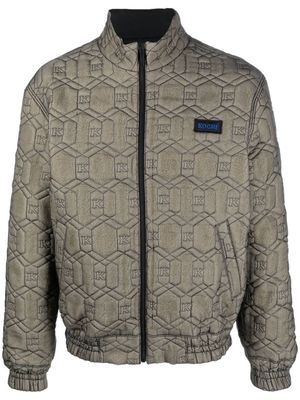 Koché logo-embroidered quilted bomber jacket - Green
