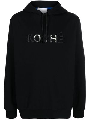 Koché logo-patch cotton hoodie - Black