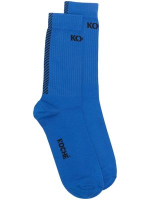 Koché logo-print ribbed socks - Blue