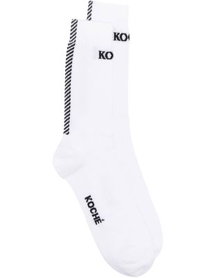 Koché logo-print ribbed socks - White