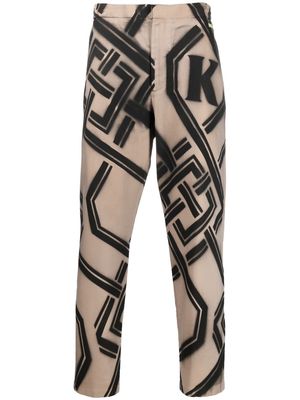 Koché logo-print straight-leg trousers - Brown