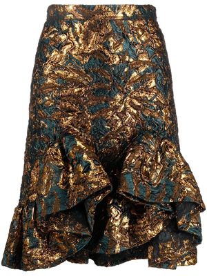 Koché metallic jacquard-embellished skirt - Green