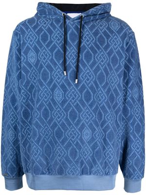 Koché monogram-pattern drawstring hoodie - Blue