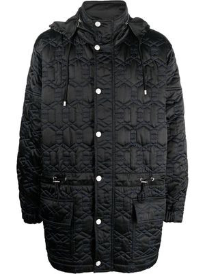 Koché satin geometric-quilted coat - Black