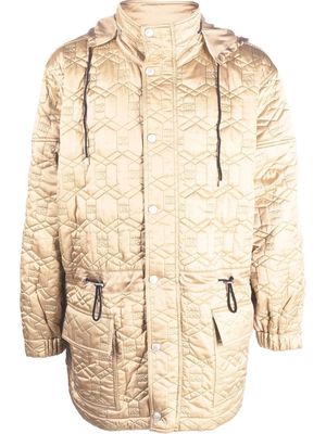 Koché satin geometric-quilted coat - Gold