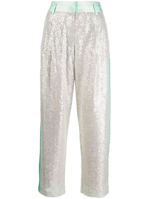 Koché sequinned high-waisted trousers - Green