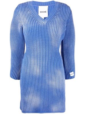 Koché tie-dye print chunky-knit dress - Blue
