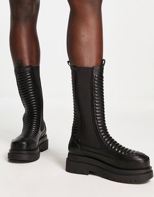 Koi Footwear Ember long padded boots in black
