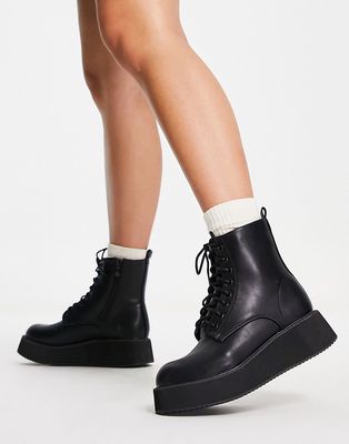 Koi Footwear low ankle lace up boots in black