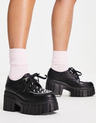 Koi Footwear studded lace up creepers in black