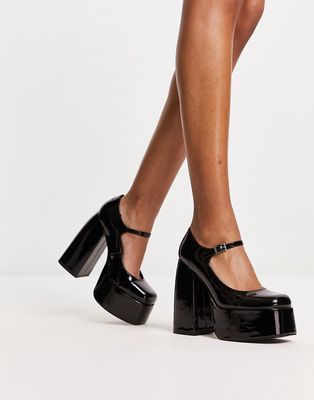 Koi Mary Jane platform heeled shoes in black patent