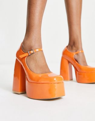 Koi Mary Jane platform heeled shoes in orange patent
