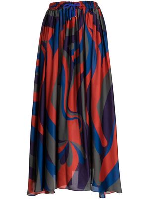 Kolor abstract-pattern drawstring skirt - Multicolour