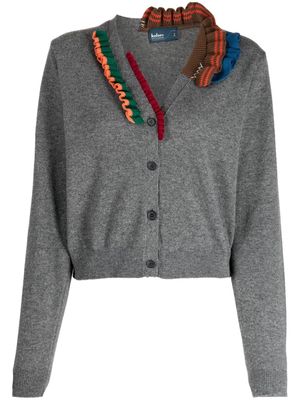 Kolor appliqué-detail fine-knit cardigan - Grey