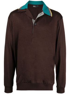 Kolor asymmetric-collar wool T-shirt - Brown