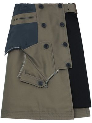 Kolor asymmetric-design panelled-design skirt - Green