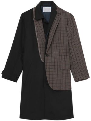 Kolor asymmetric panelled single-breasted coat - Brown