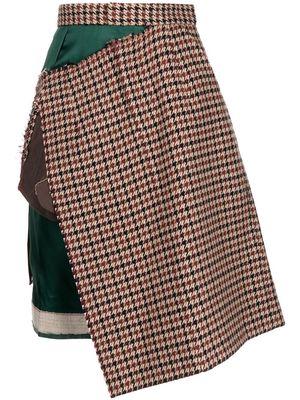 Kolor asymmetric patchwork skirt - Brown
