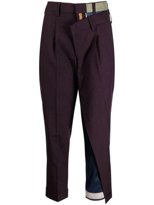 Kolor asymmetric tapered-leg trousers - Purple
